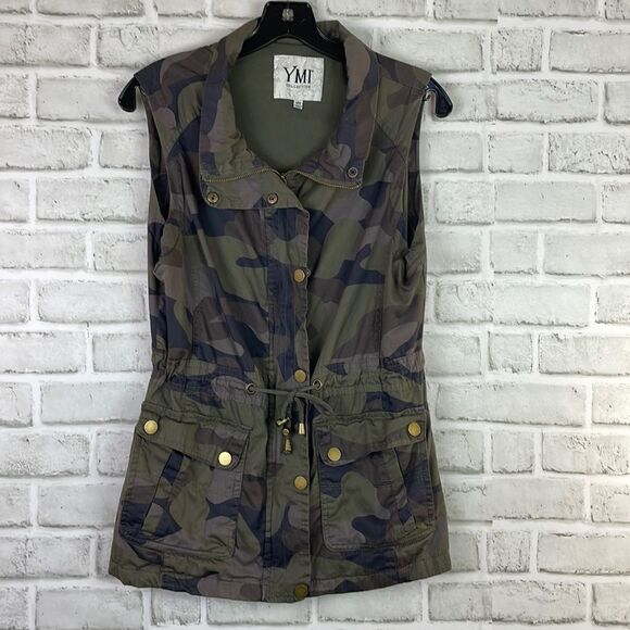 YMI COLLECTION Women's Jacket Vest Camouflage Pockets Waist Tie size Med… - Picture 1 of 10